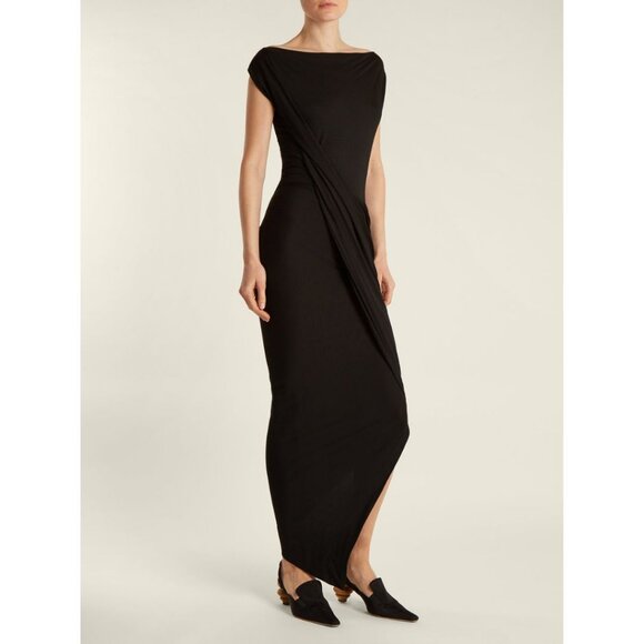 Vivienne Westwood Anglomania Vian Draped-front Jersey Dress Black Size Medium - Picture 1 of 6